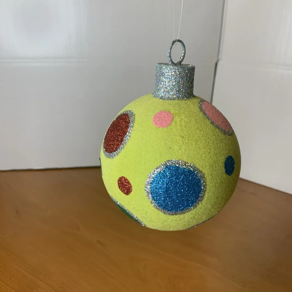 Raz Snowdoodles Christmas Ball 4” Green Multicolored